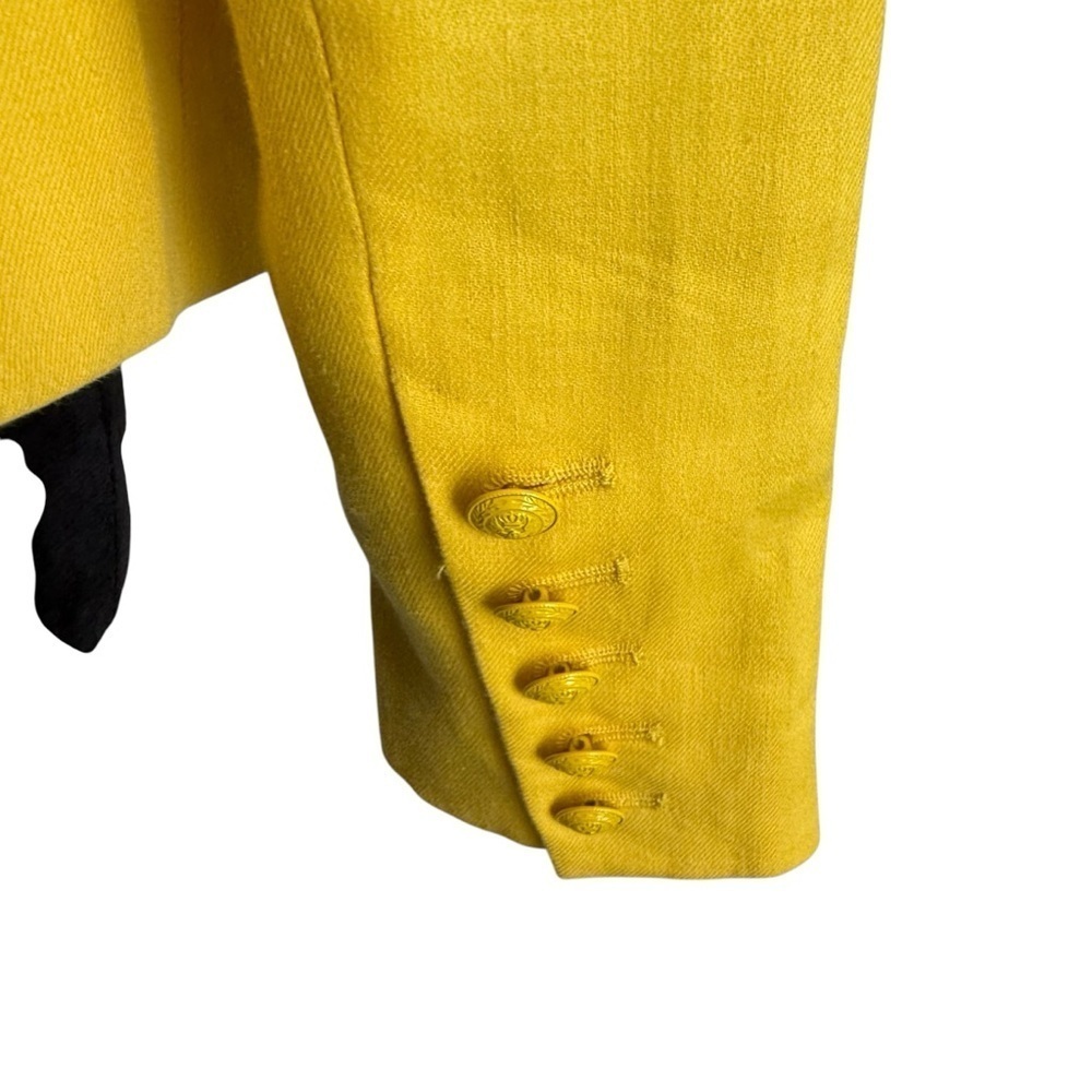L’Agence Brooke Yellow Linen Blazer Cropped Gold Button Designer Size 2 - Picture 9 of 12